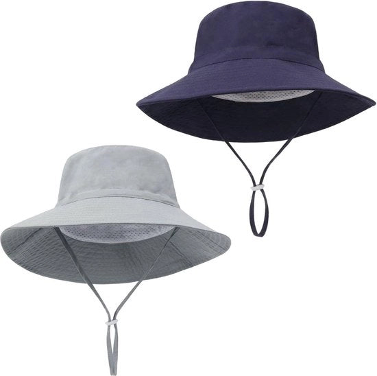 Set di 2 pezzi per bambini - Cappelli da sole pieghevoli per neonati - Cappelli da sole lisci - Cappelli da pesca regolabili - Cappelli da spiaggia respiranti e rapidamente asciuganti