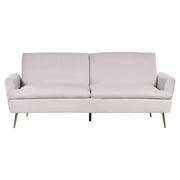Divano Letto Velluto Beige 3 Posti Click Clack Gambe In Metallo Dorato