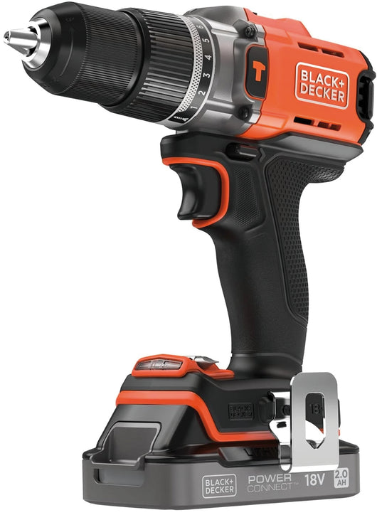 Black+Decker TRAPANO AVVITATORE A PERCUSSIONE BCD383D1XK-QW 18V 1 batteria 2,0 Ah