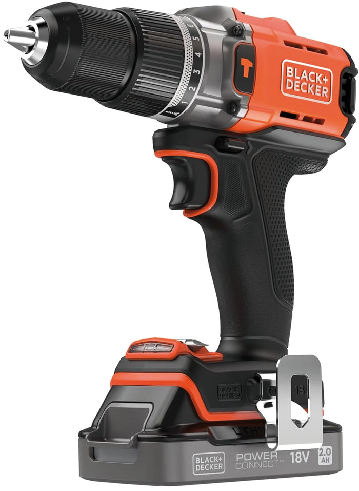 Black+Decker TRAPANO AVVITATORE A PERCUSSIONE BCD383D1XK-QW 18V 1 batteria 2,0 Ah