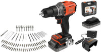 Black+Decker TRAPANO AVVITATORE A PERCUSSIONE BCD383D2XKA-QW 18V 2 batterie 2 Ah + 80 acces.+val.