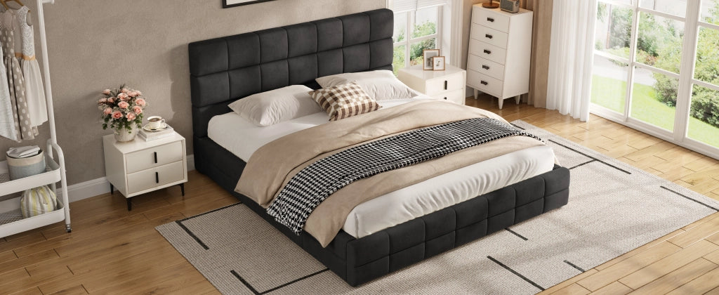 letto a piattaforma imbottito mdf multistrato velluto nero 180 x 200 cm