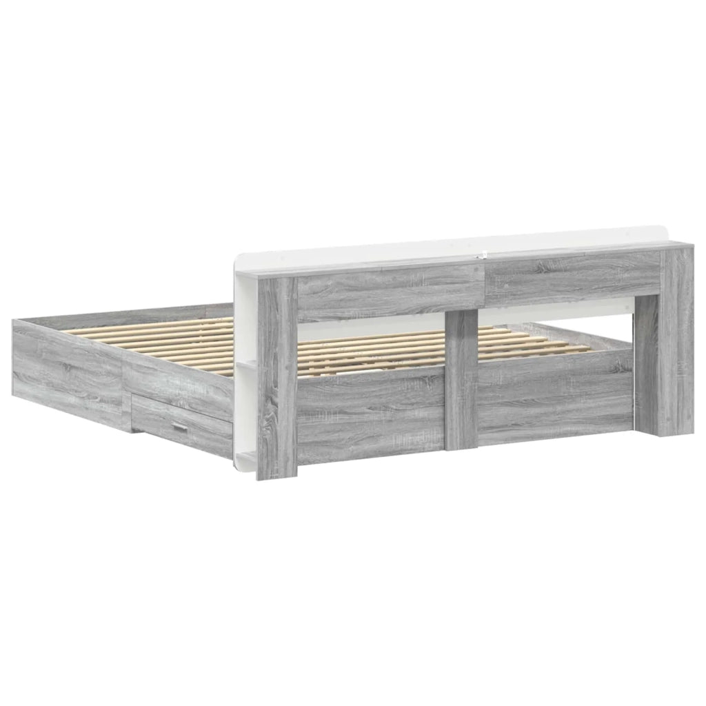 Telaio del letto con storage Sonoma grigio 200 x 200 cm 3433797