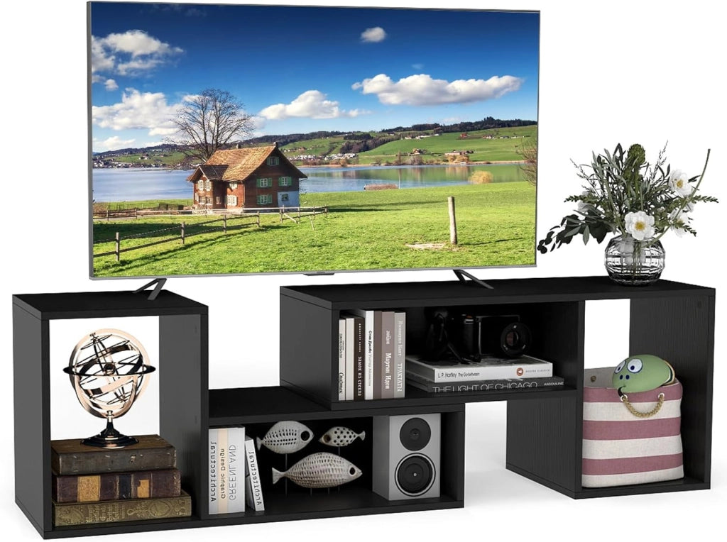Mobile per TV, combinabile, in legno, 2 pezzi, per TV fino a 60 pollici, scaffale angolare multifunzionale, colore: bianco
