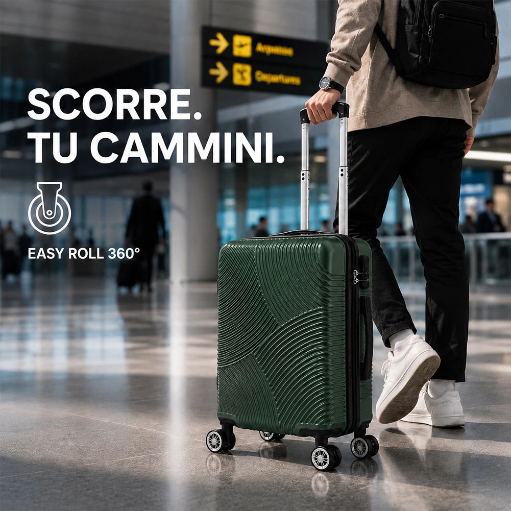 Valigia Bagaglio a Mano 55x40x20 cm Verde Trolley Ortega Adatto Ryanair Easyjet