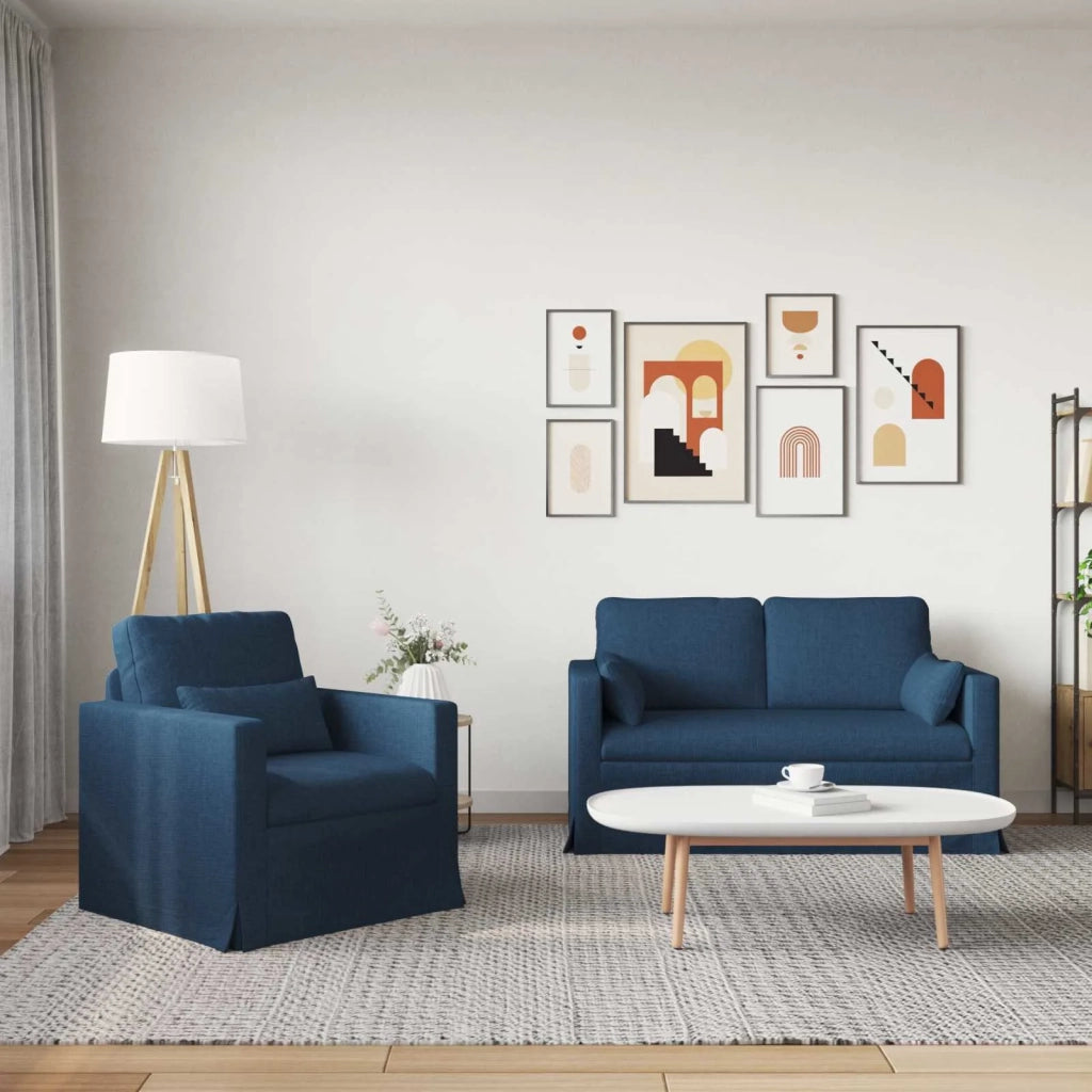 Set di divani 2 pcs Blu 139 x 78 x 80 cm Tessuto