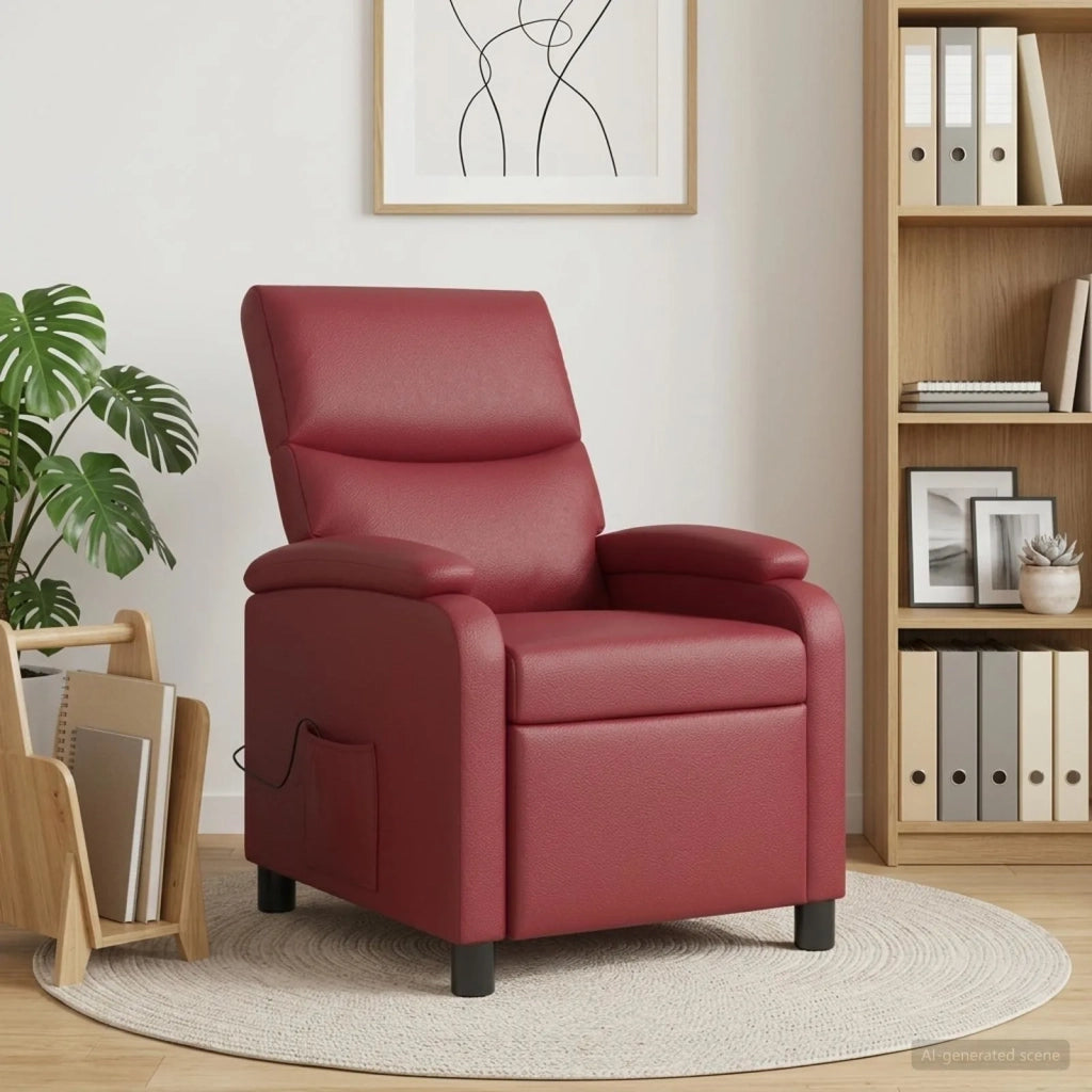 Divano Sedia-Poltrona Massaggiante Rosso Vino Similpelle 467437