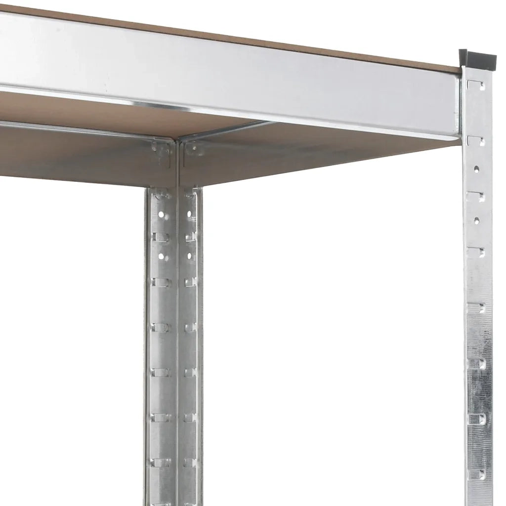 Tavolo Lavoro 5 Ripiani Argento in Acciaio e Legno Multistrato 152875