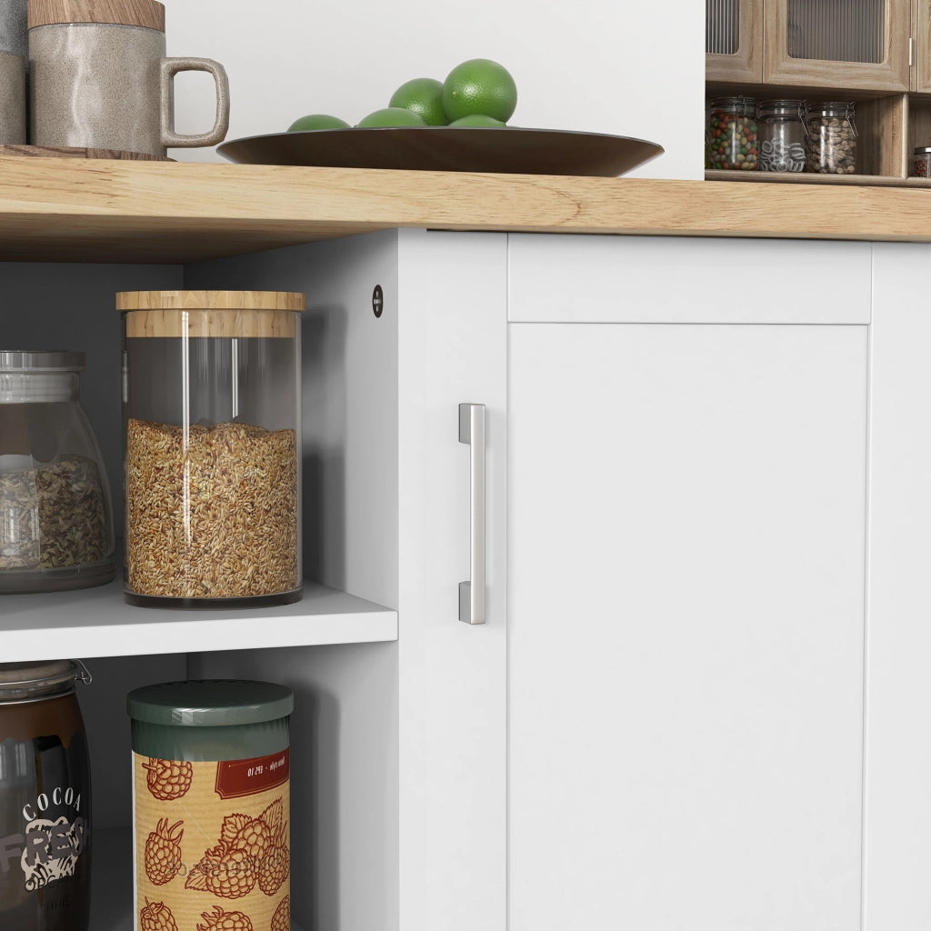 Mobile da cucina con ruote 7 scomparti 1 ripiano 1 porta 1 porta strofinacci ¨C zephmum ¨C bianco legno 129x51x93 cm