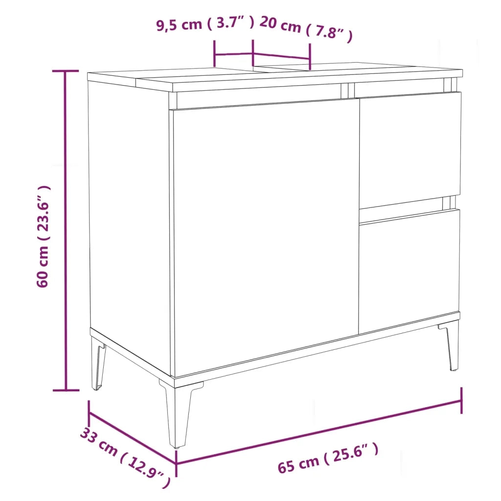 Set Mobili da Bagno 3 pz Rovere Fumo in Legno Multistrato 3185548