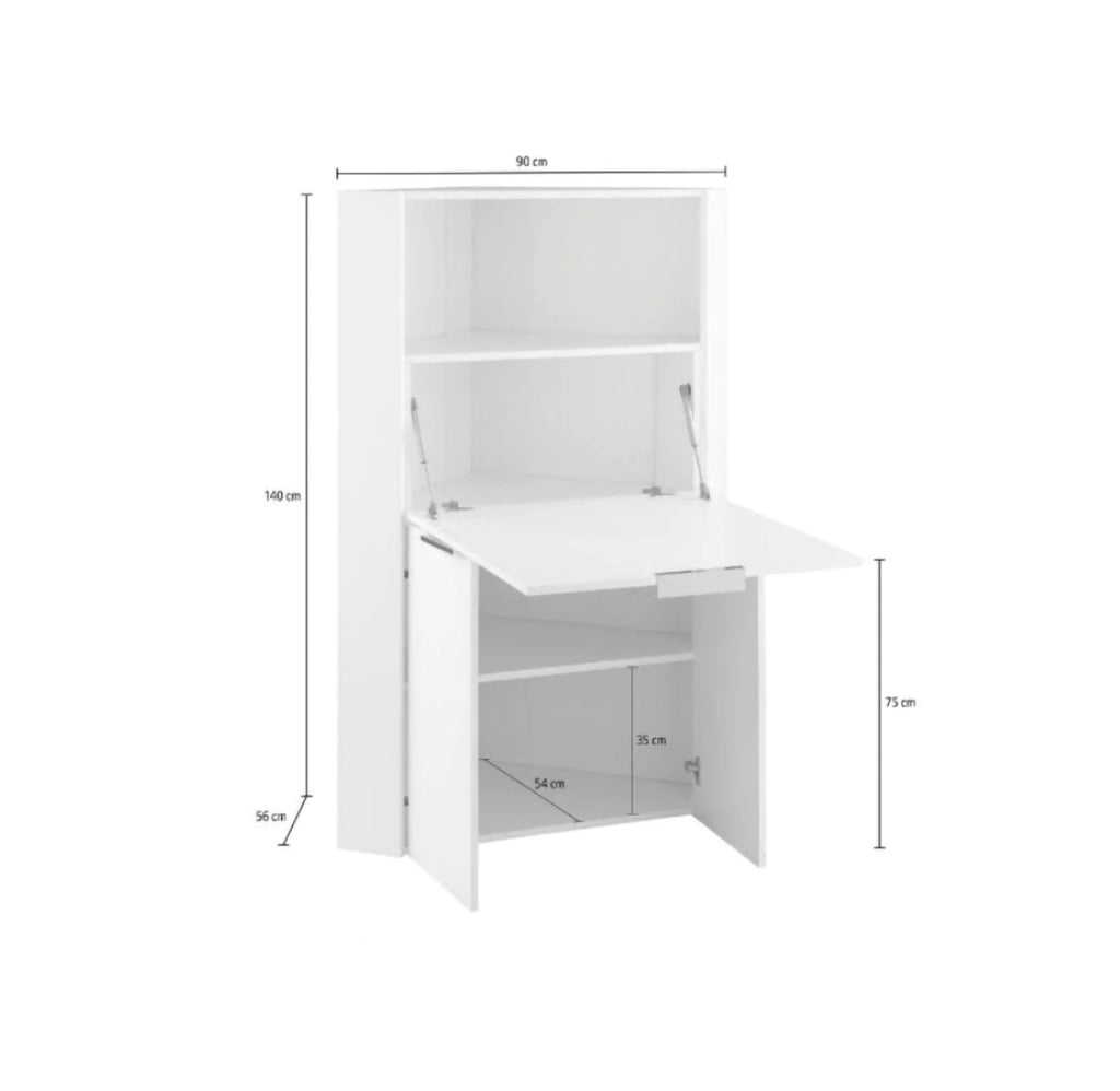 Akiro, Scrivania Modulabile Made in Italy, 70x35x140h cm Bianco Lucido