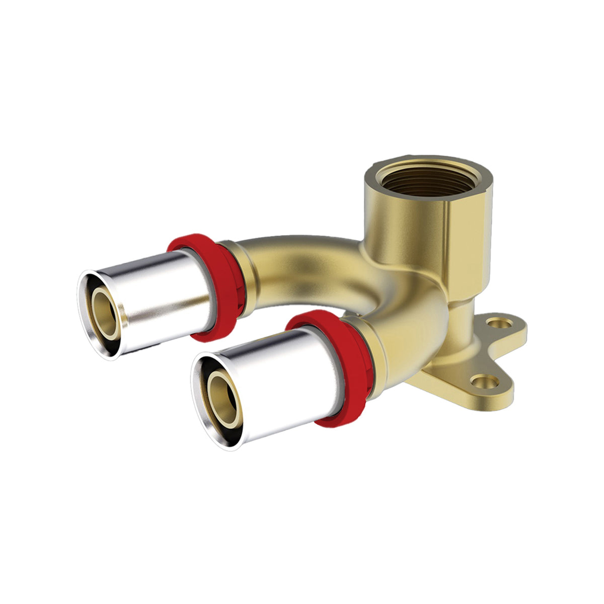 RACCORDO DOPPIO IKARO FEMMINA A U CON FLANGIA- Diam.  26x20 - 1/2- IKARO- pezzi 1