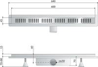 Canalina doccia sifonata in ABS con griglia in acciaio inox regolabile modello Basicflow TEA
