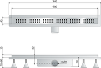 Canalina doccia sifonata in ABS con griglia in acciaio inox regolabile modello Basicflow 900 mm TEA