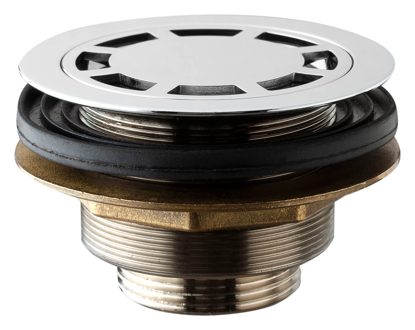 Piletta sifonata in ottone cromato con griglia per piatto doccia Ø80 modello 1”¼ TEA