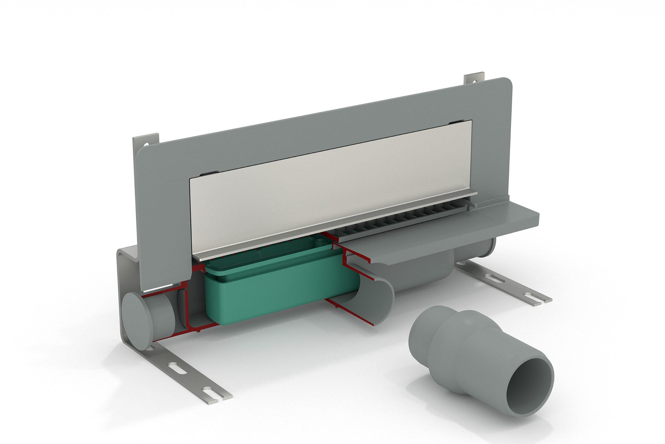 Set per doccia con scarico a parete piastrellabile in ABS con coperchio inox regolabile modello Intramura TEA