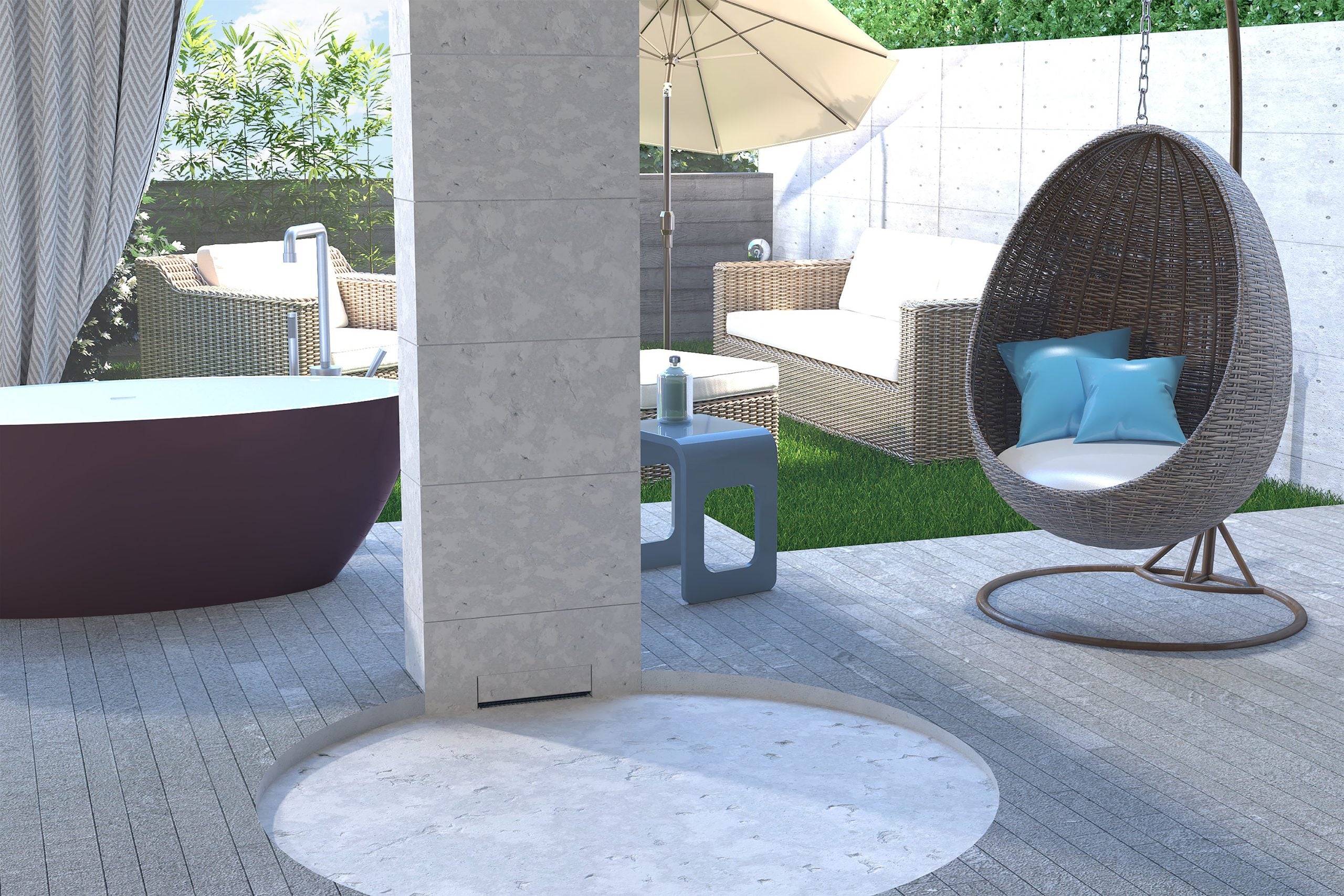 Set per doccia con scarico a parete piastrellabile in ABS con coperchio inox regolabile modello Intramura TEA