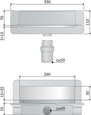 Set per doccia con scarico a parete piastrellabile in ABS con coperchio inox regolabile modello Intramura TEA
