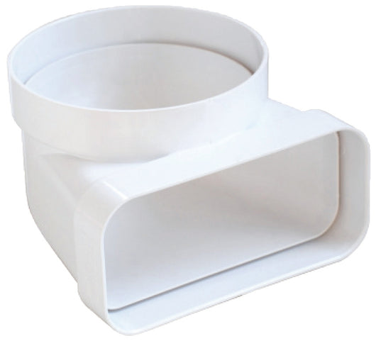 CURVA VERTICALE PER AERAZIONE CANALIZZATA DA TUBO TONDO A RETTANGOLARE mm. 100/120x60, col. Bianco