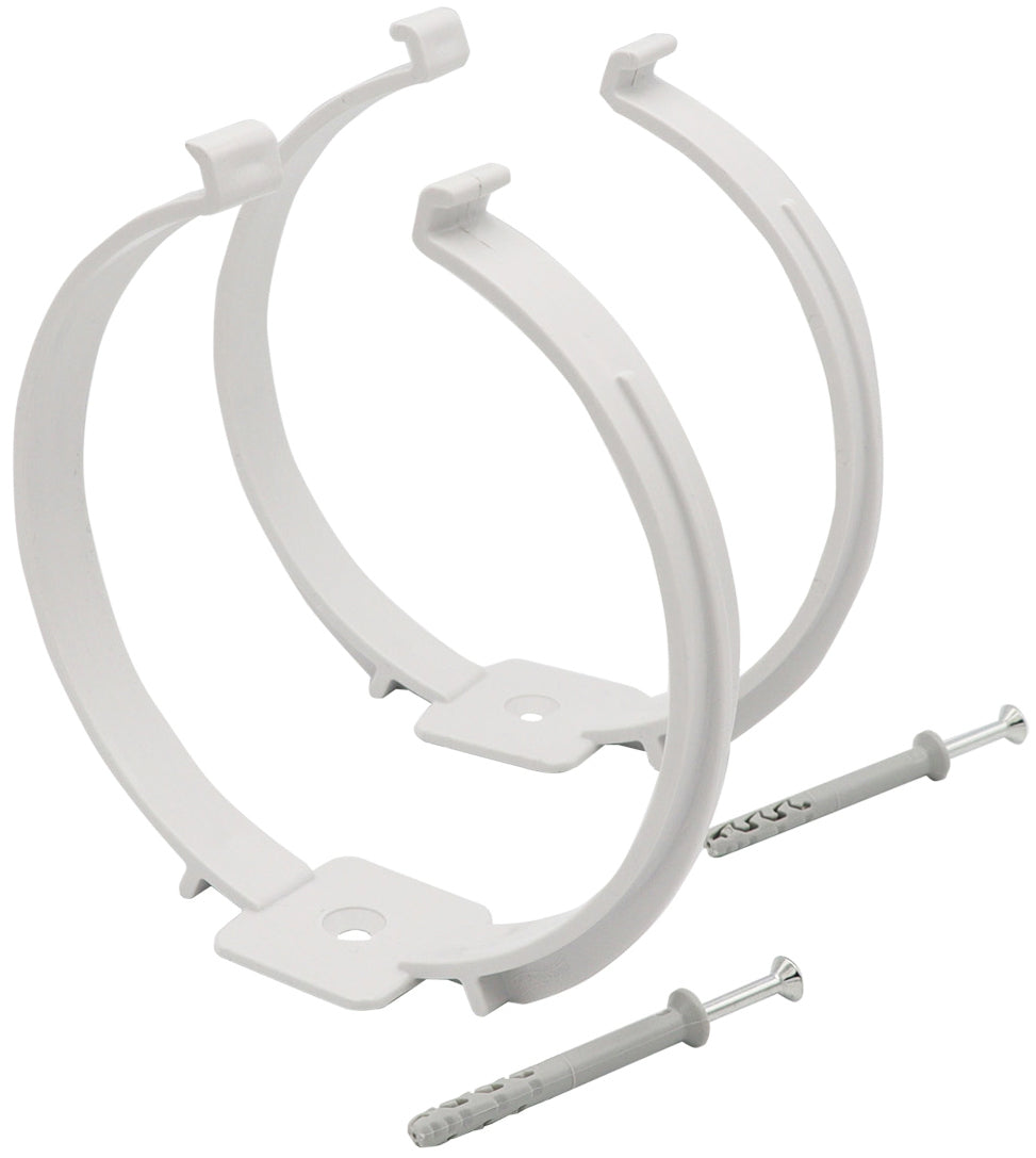 COLLARE FERMATUBO PER AERAZIONE CANALIZZATA ø mm. 100, con tasselli e viti, col. Bianco