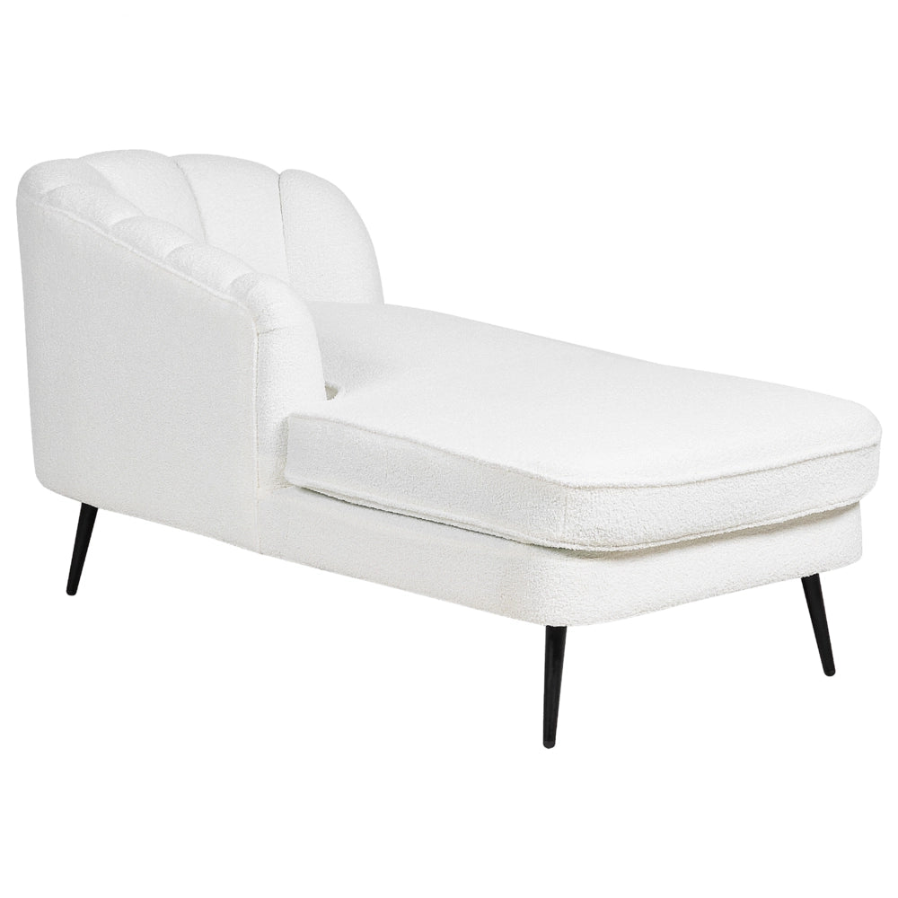 Chaise longue Velluto Bianco Crema Rivestimento Gambe In Metallo nero versione destra