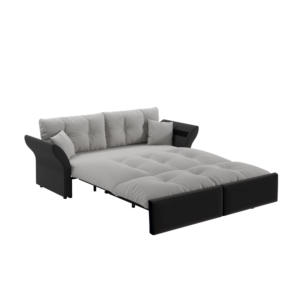 Divano Letto 3 Posti Estraibile con Cuscini ¨C Xylo ¨C Velluto Grigio Chiaro