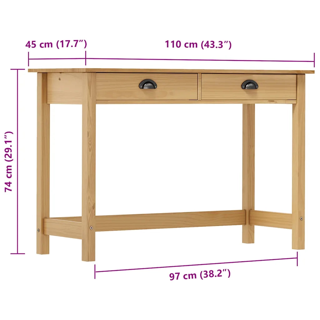 Consolle Hill con 2 Cassetti 110x45x74 cm in Massello di Pino 288991