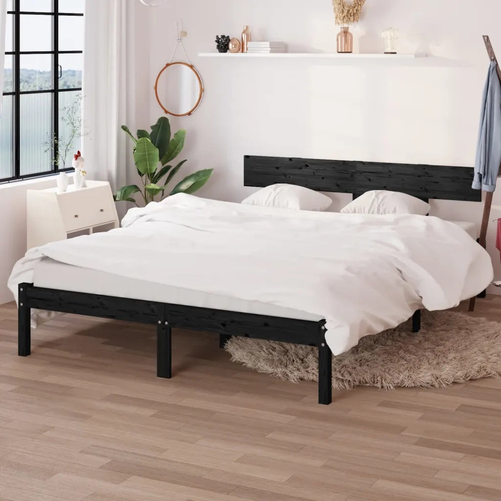 Giroletto-Struttura Letto Nero in Legno Massello 135x190 cm Double 787413