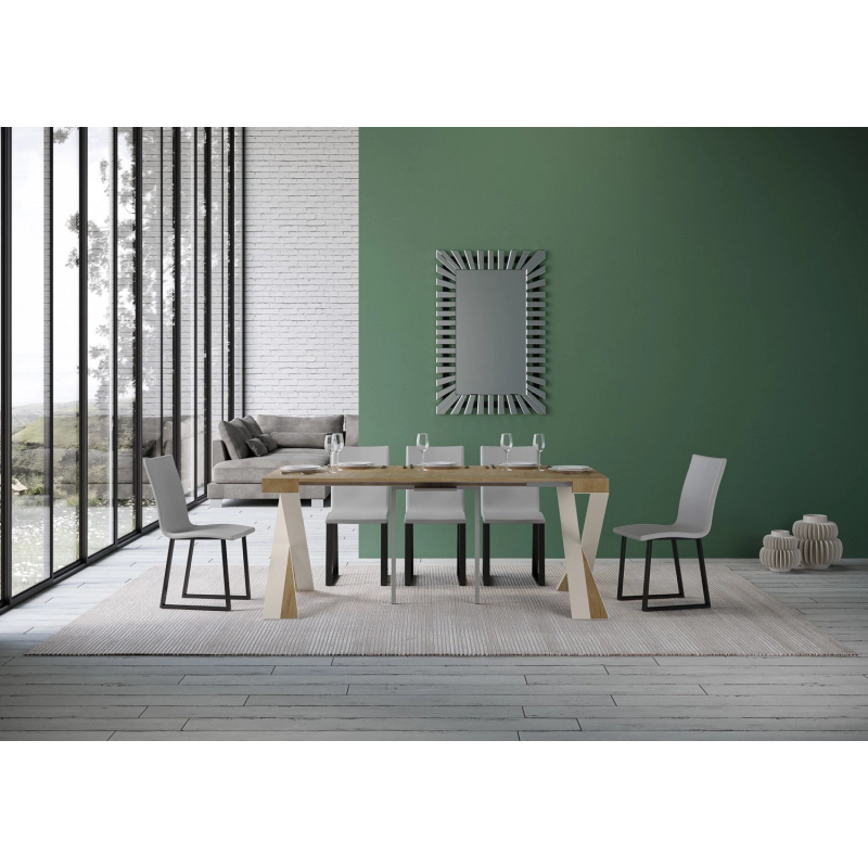 Consolle allungabile 90x40/196 cm Diago Small telaio Bianco - Quercia Natura