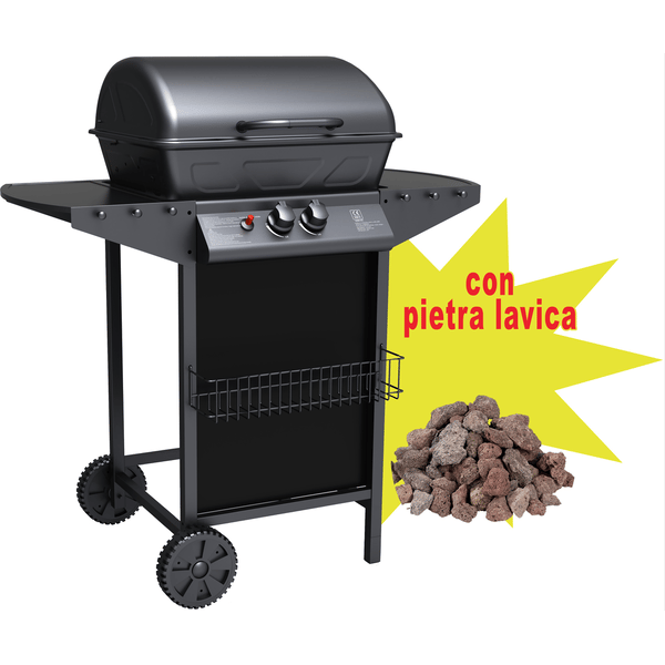 BARBECUE A GAS DUE FUOCHI IDEAL STAR 'MATERA' con 2,5 kg di pietra lavica - IDEAL STAR
