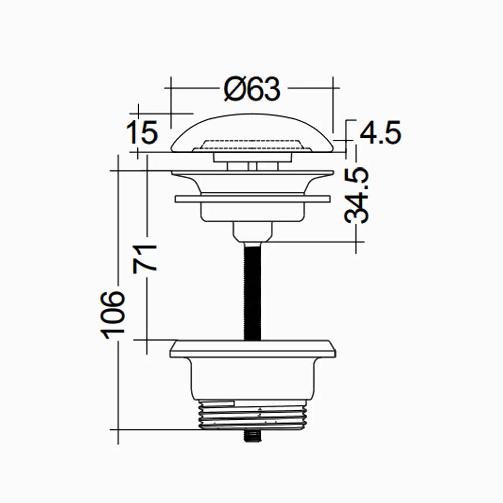 PILETTA LAVABO CLICK CLACK FEELING SENZA TROPPO PIENO- Tappo Nero Opaco- RAK- pezzi 1