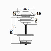 PILETTA LAVABO CLICK CLACK FEELING SENZA TROPPO PIENO- Tappo Nero Opaco- RAK- pezzi 1