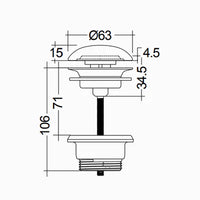 PILETTA LAVABO CLICK CLACK FEELING SENZA TROPPO PIENO- Tappo Beige Opaco- RAK- pezzi 1