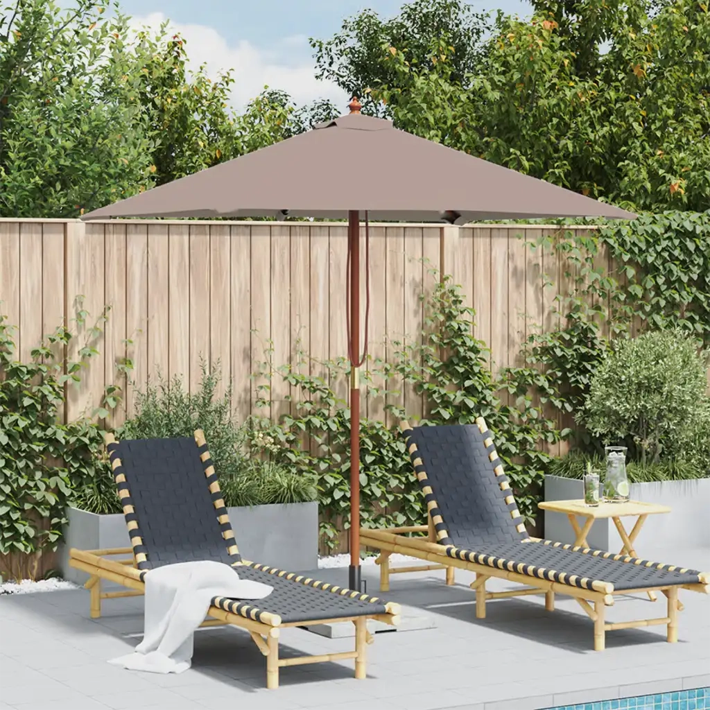 Ombrellone da Esterni con Palo in Legno 150x200 cm Tortora 44536