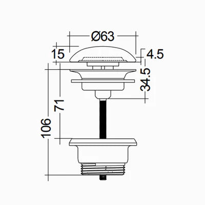 PILETTA LAVABO CLICK CLACK FEELING SENZA TROPPO PIENO- Tappo Cappuccino Opaco- RAK- pezzi 1