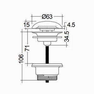 PILETTA LAVABO CLICK CLACK FEELING SENZA TROPPO PIENO- Tappo Bianco Opaco- RAK- pezzi 1