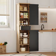 Armadio multiuso 40x30x170 cm con ripiani regolabili in MDF naturale e nero
