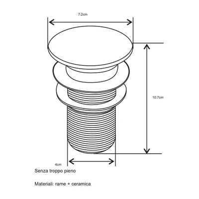 PILETTA CLICK-CLACK LAVABO  FANCY MATT CON TROPPO PIENO- Bianco Opaco- DH- pezzi 1