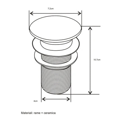 PILETTA CLICK-CLACK LAVABO FANCY CON TROPPO PIENO- Bianco- DH- pezzi 1