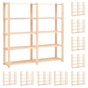 Scaffale portaoggetti a 5 ripiani 10 pezzi 170 x 38 x 170 cm pino 500 kg beige 02_0045728