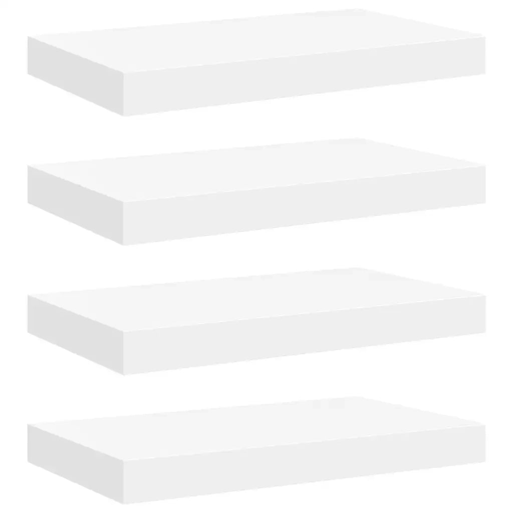 4 pz Scaffali a Parete | Ripiano a parete | Mensole a Parete Bianchi 40x23x3,8 cm in MDF