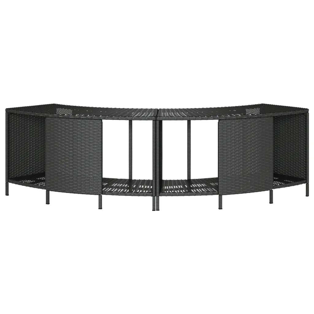 Scaffali Portaoggetti Vasca Idromassaggio 2pz Polyrattan Nero 365620