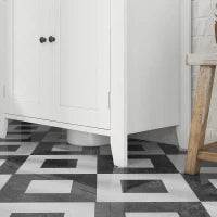 kleankin Mobile Sottolavabo Bagno a U con Ripiano Regolabile Interno, in MDF, 60x30x60 cm, Bianco e color Legno