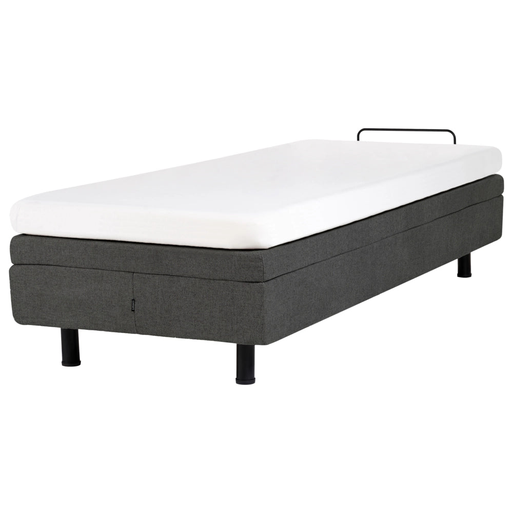 Letto singolo tessuto grigio scuro regolabile elettronicamente con telecomando senza testiera 80x200 cm stile moderno