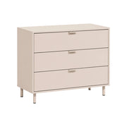 Cassettiera decorativa in legno e metallo 3 cassetti, beige