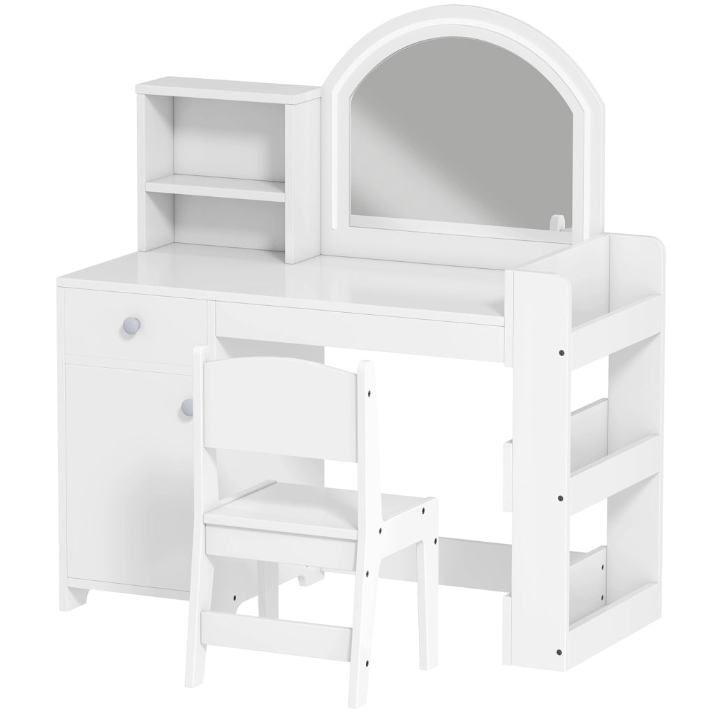 Cassettiera da trucco con specchio LED e sgabello ¨C Minimal ¨C Bianco