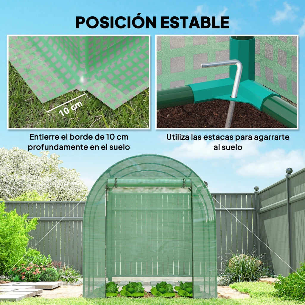 Serra da Giardino a Tunnel 180x180x200 cm ¨C Xylo ¨C con Porta Arrotolabile e Finestra in Rete Verde