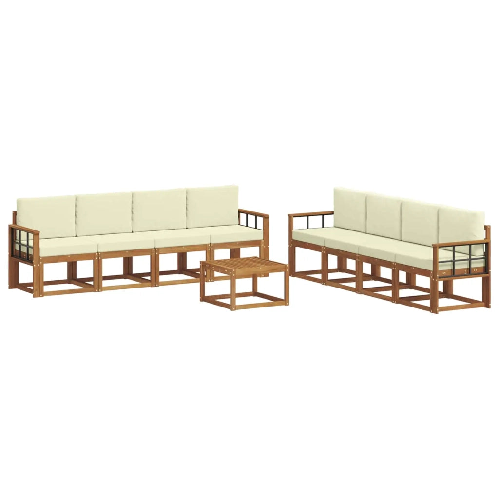 Set di divani da esterno con cuscino 9 pcs Naturale e Crema