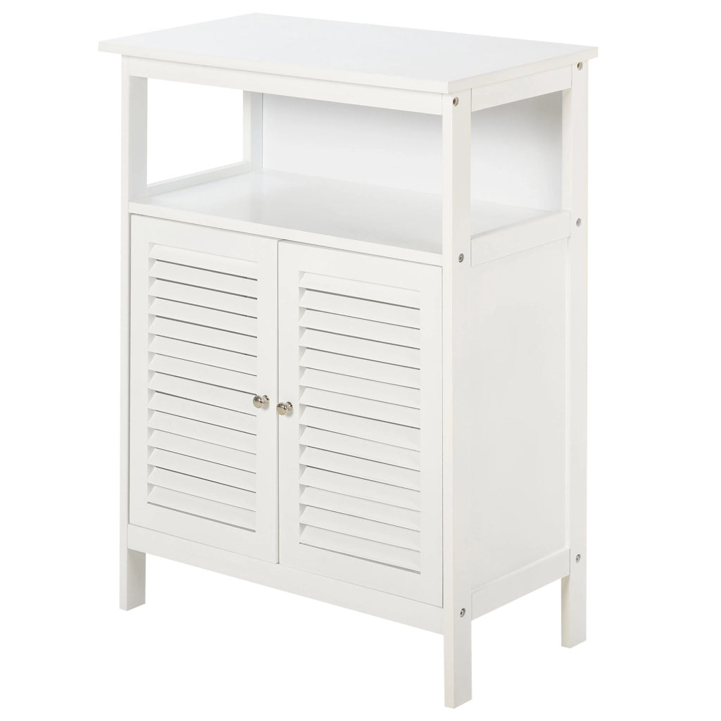 EasyComfort Mobiletto da Bagno Impermeabile con 2 Ripiani e Armadietto MDF Bianco