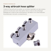 Divisore a tre vie per aria in acciaio inossidabile - 1/8" femmina a 1/4" maschio - tre uscite per aria - tre regolatori di pressione - 187 gram - distributore di aria